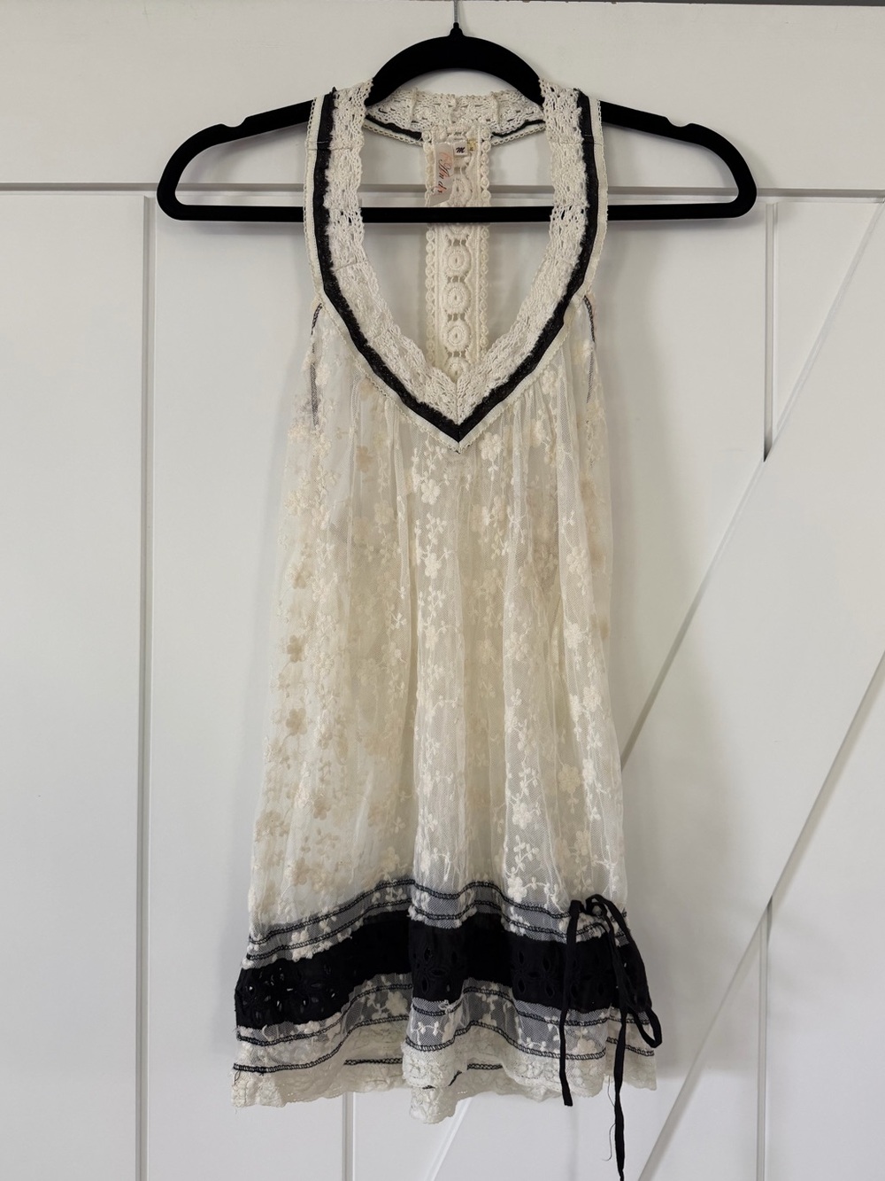 Andree Sheer Ivory Lace V-Neck Tank Top